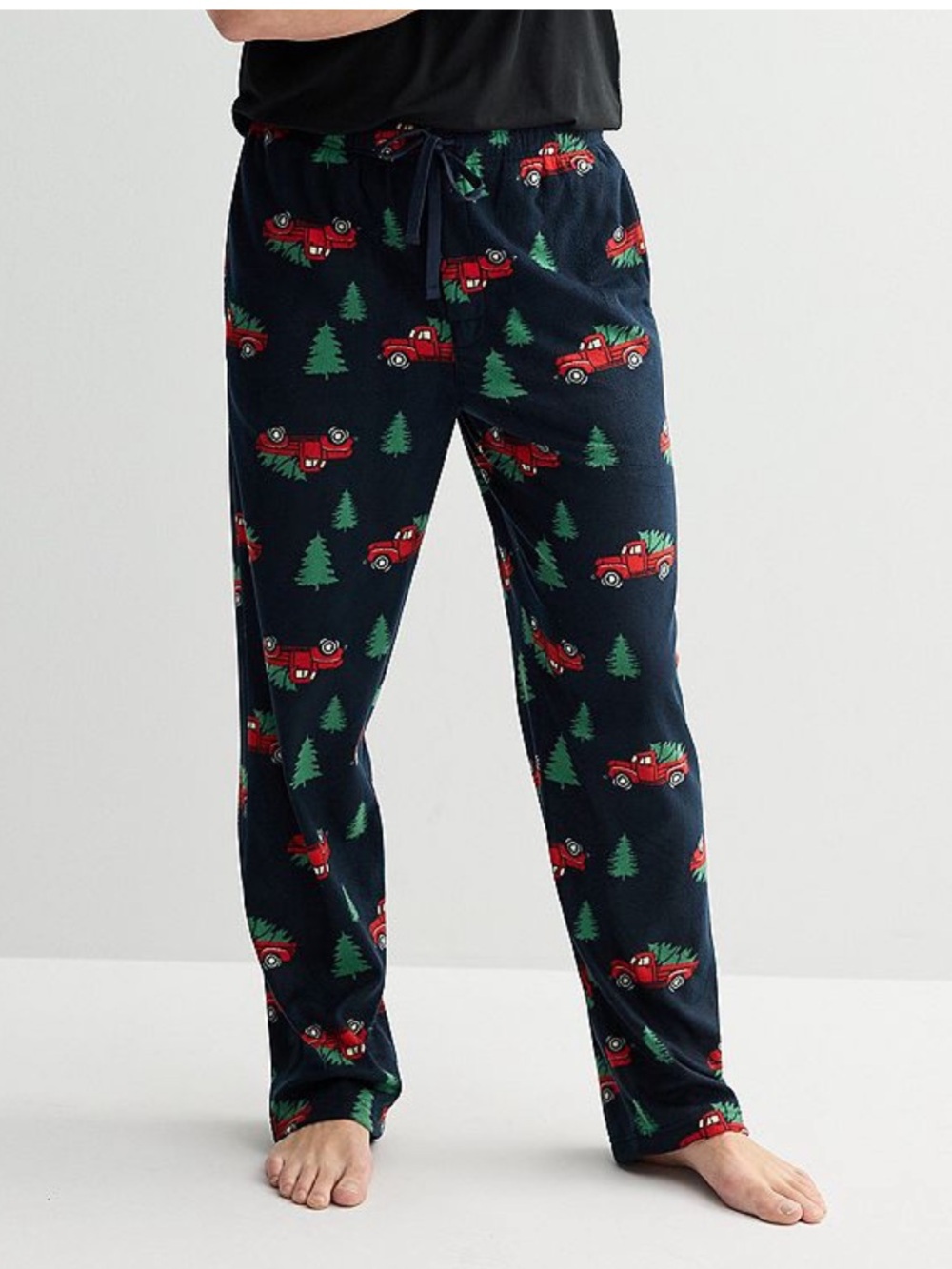 Sonoma Men’s Fleece Pajama Pants NEW Navy Vintage Christmas Truck XXL
